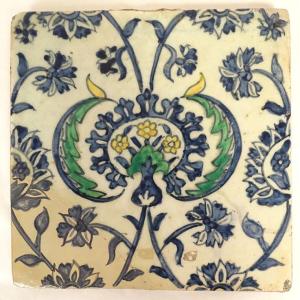 Ottoman Ceramic Tile From The Kütahya Mosque, Hisar Bey, Izmir, Türkiye, 18th Century