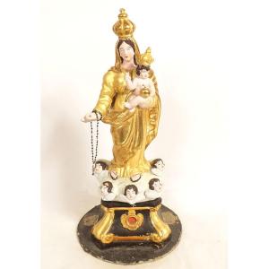 Virgin Of Marseille, Santibelli, Mary And Child Jesus, Terracotta Cherubs, 19th Century