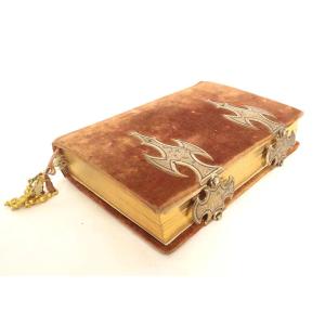 Belin-leprieur Paris Wedding Book, Watercolor Engraving, Gilt Brass, 19th Century