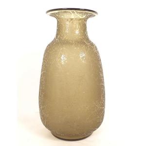 Frosted Crystal Baluster Vase, Daum Color, Nancy, France, Art Deco, Early 20th Century