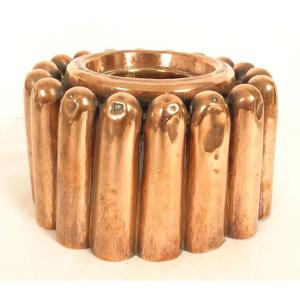 19th Century Monogrammed Copper Fluted Cake Mold