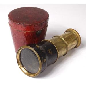 Gilded Brass Theater Binocular Napoleon III Leather Case 19th Century