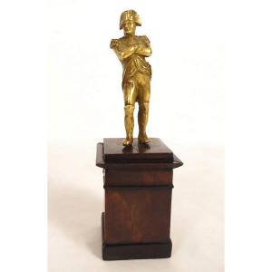 Small Gilded Bronze Sculpture Of Emperor Napoleon I On A Rosewood Base 19th Century