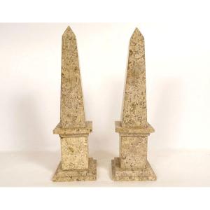 Pair Of Decorative Marble Obelisks, Early 20th Century Collection