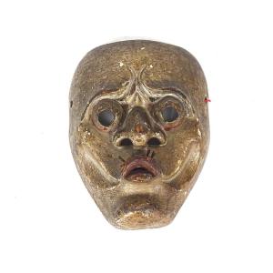 Polychrome Noh And Kyogen Theater Mask Depicting The Character Usobuki, Japan, Yokohama, 19th Century