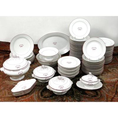 Service Tableware Porcelain 83 Parts Paris Bourgeois Street St-honore Nineteenth