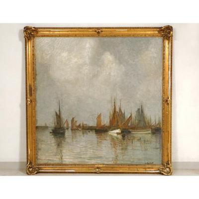 Great Hst Marine Henri Callot Boats Sailboats Port Belgium Expo Ghent 1913 XXth