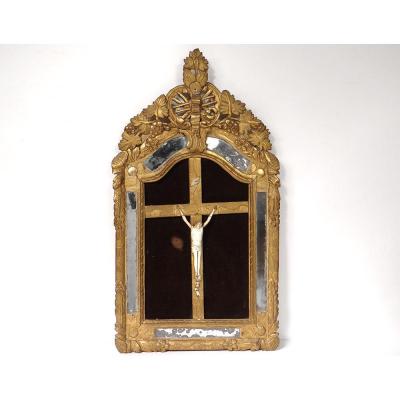 Crucifix Frame Carved Wood Regency Crucifixion Christ Jansenist XVIII