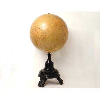 Large Globe Terrestre Mappemonde Mouraux Bonnefont Larochette 1866 19th