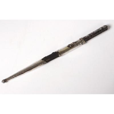 Empire Bichaq Turkish Ottoman Knife Sterling Silver Damascene Iron XVIII