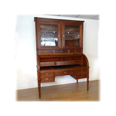 Office Cylinder Louis XVI Showcase Solid Mahogany Clover Clover XVIII