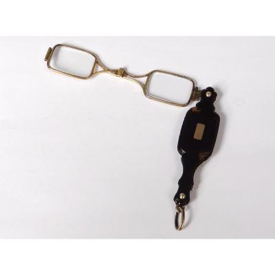 Lorgnon Face Hand Glasses Gold Solid 18k Eagle Head Napoleon III Nineteenth