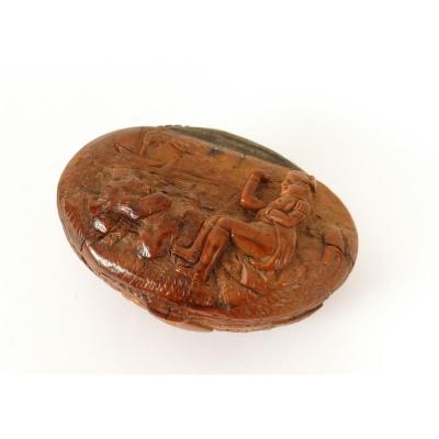 Snuffbox Corozo Carved Emperor Napoleon I Ship Saint Helena Nineteenth