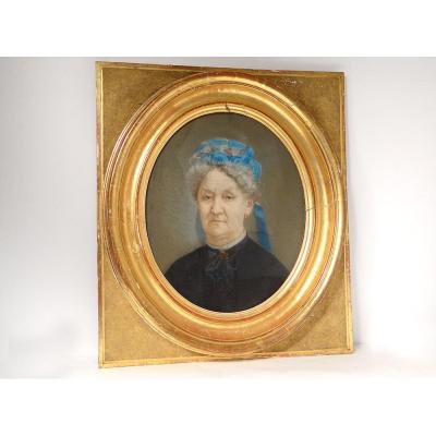 Pastel Portrait Woman Adele Besqueut Forges Kerino Vannes Brittany XIXth