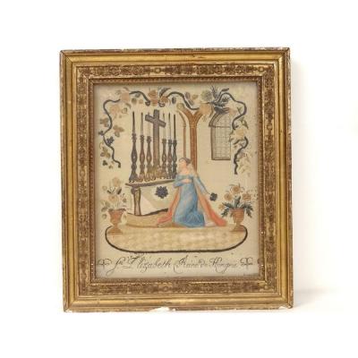 Table Embroidery Son Gold Silk St. Elizabeth Hungary Altar Church Nineteenth