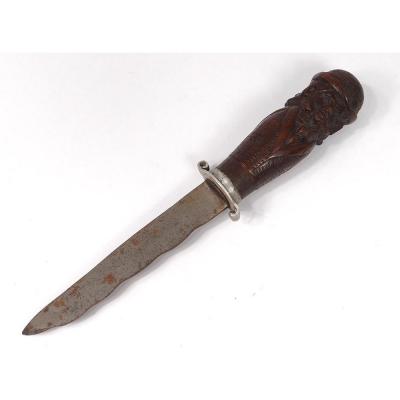 Knife Dagger Collection Carved Wood Heads Characters English Lords Nineteenth