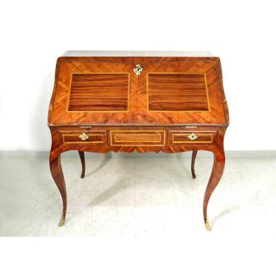 Bureau De Pente Louis XV Marquetry Rosewood Rosewood Bronze XVIII
