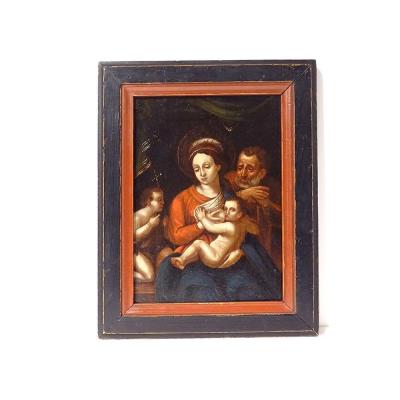 Hsp Religious Painting Virgin Madonna Breastfeeding Holy Family Flemish 18th