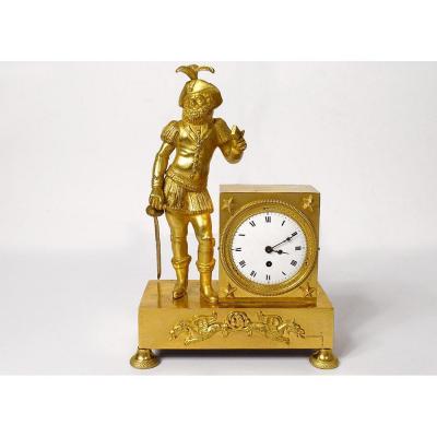 Clock Empire Gilt Bronze Musketeer Sword Griffons Le Roy Paris XIX