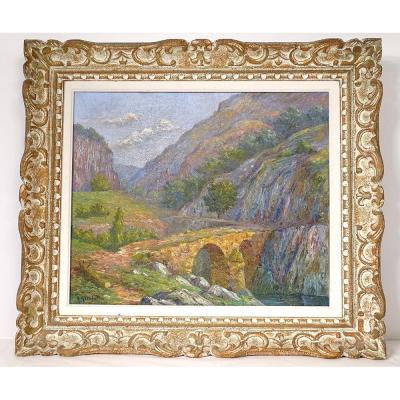 Hst Table Landscape Arrufat Cévennes Thueyts Ardèche Pont Percé XXth