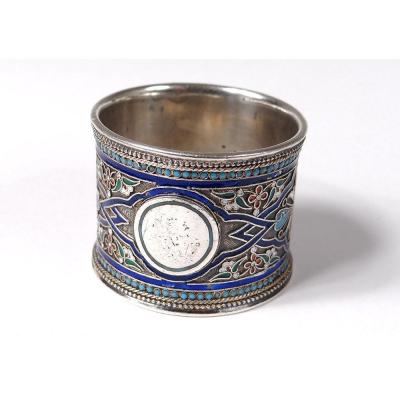 Napkin Ring Sterling Silver Russian Cloisonne Enamel Moscow 67,48gr XIXth