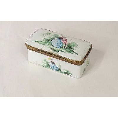 Enamelled Box Decor Romantic Romantic Scene XVIIIth Time