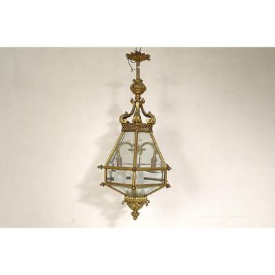 Lantern Vestibule Gothic Style Bronze Beveled Windows XIXème