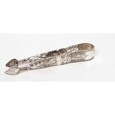 Baccus Sterling Silver Sugar Pliers Grape Leaves Nineteenth Century