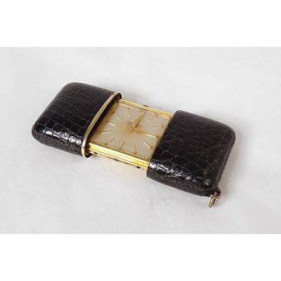 Movado Silver Vermeil Leather Pocket Watch Swiss Made