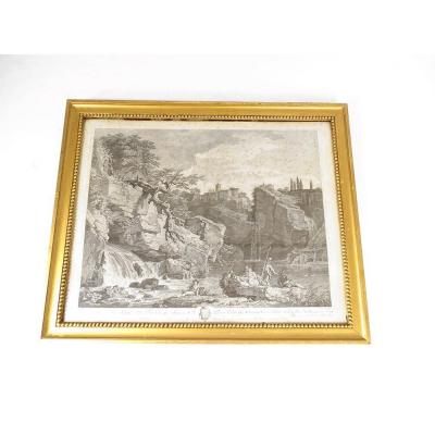 Engraving Golden Wood Frame Soldier River Pierre Charles De Villette Nineteenth