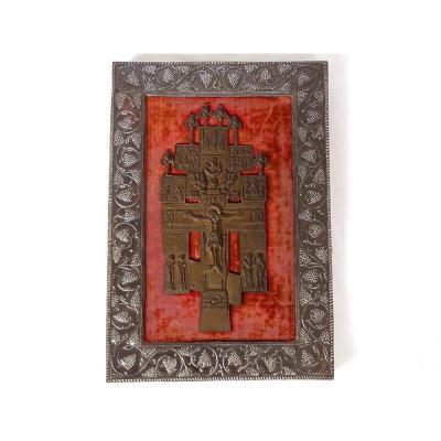 Byzantine Cross Russian Orthodox Crucifix Copper Christ Angels XVIIIth Century