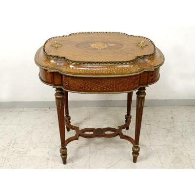 Table Planter Marquetry Instruments Music Bronze Napoleon III Nineteenth