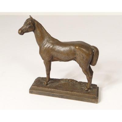 Sculpture Kaolin Stallion Thoroughbred Horse Bronze Alfred Dubucand