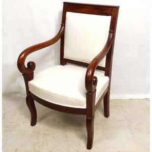 Small Armchair Child Restoration Mahogany Winding XIXth Century