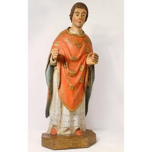 Polychrome Wood Sculpture Statue Saint Breton Crosse Brittany Late 17th Century