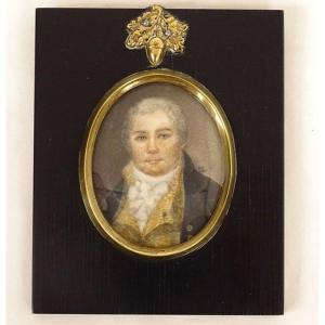 Miniature Painted Portrait Gentleman Aristocrat Noble Nineteenth