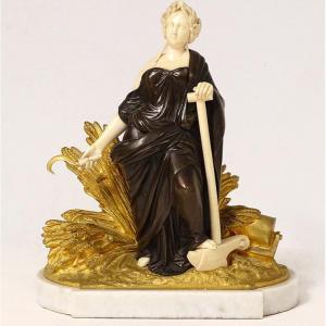 Sculpture Chryselephantine Statuette Woman Allegory Harvest Agriculture Nineteenth
