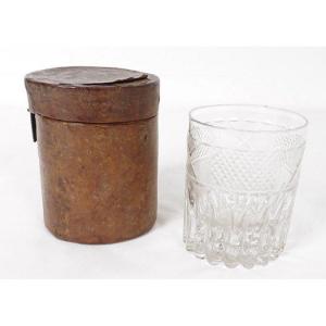 Crystal Tumbler Cut Le Creusot Leather Case Charles X Nineteenth Restoration