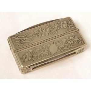 Box Matches Case Wax Silver Metal Susse Frères Paris Flowers Nineteenth