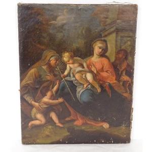 Hst Religious Painting Jesus Saint John The Baptist Holy Family Virgin Nineteenth