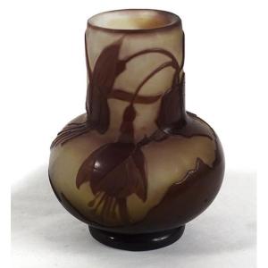 Small Vase Emile Gallé Glass Paste Flowers Foliage Art Nouveau XIXth