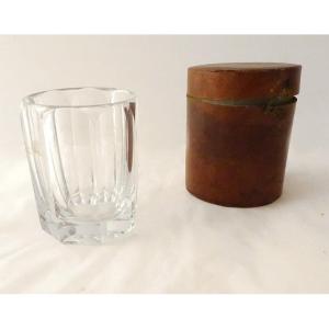 Charles X Carved Crystal Travel Tumbler Leather Case Chalice Grapes Nineteenth