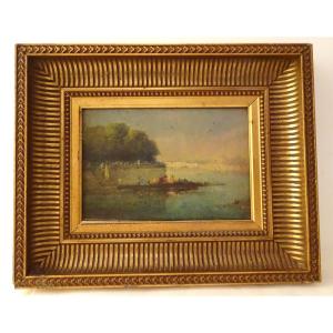 Hsp Table Landscape Venice French Garden Gondola Characters Italy XIXth