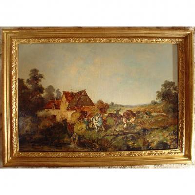 End 19th Painting Farmer Scene
