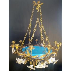 Blue Opaline Chandelier, Napoleon III