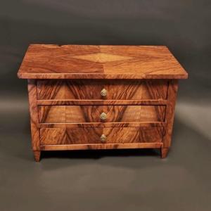 Biedermeier Miniature Chest Of Drawers Walnut Veneer