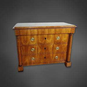 Biedermeier Chest Of Drawers With Detached Columns - Cherry Over Oak Veneer 1840
