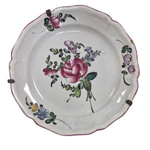 Eastern European Earthenware Plate With Polychrome Floral Decoration
