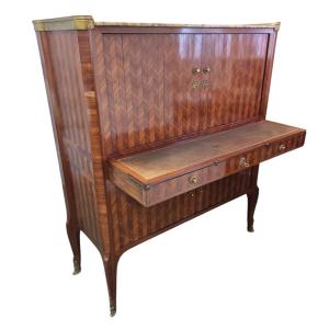 Secretary-cabinet In Rosewood Veneer. Parisian Work From The Faubourg Saint-antoine. 