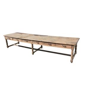 Large Antique Oak Draper's Table – Trade Table – 335 Cm